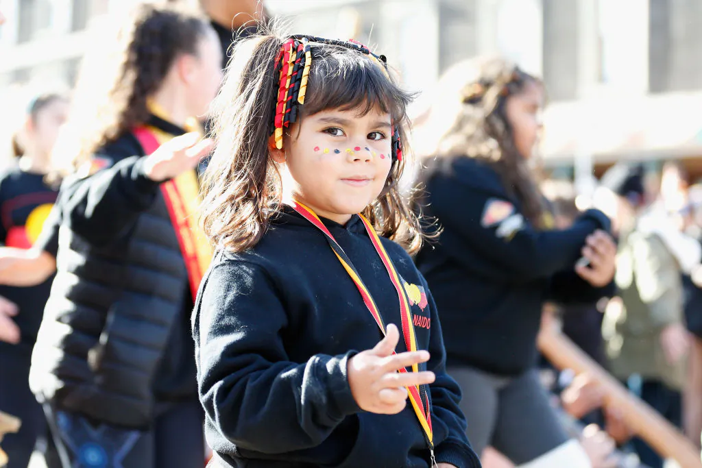 A young girl takes part in the NAIDOC march in Melbourne, Australia on July 6, 2018. (Darrian Traynor/Getty Images)