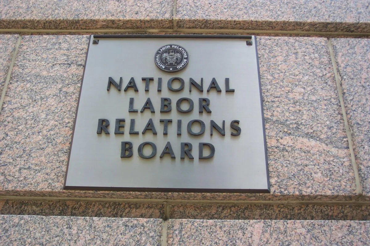 The sign on the National Labor Relations Board building in Washington on Sept. 8, 2012. (Geraldshields11 via Wikimedia Commons/CC BY-SA 3.0)