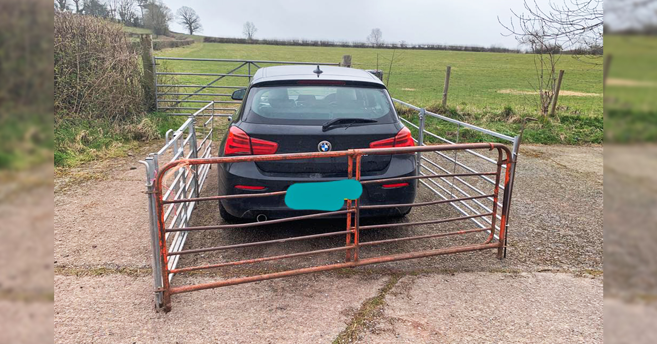 Farmer Enacts Creative Response To BMW Driver Who Blocked The Farm Gate