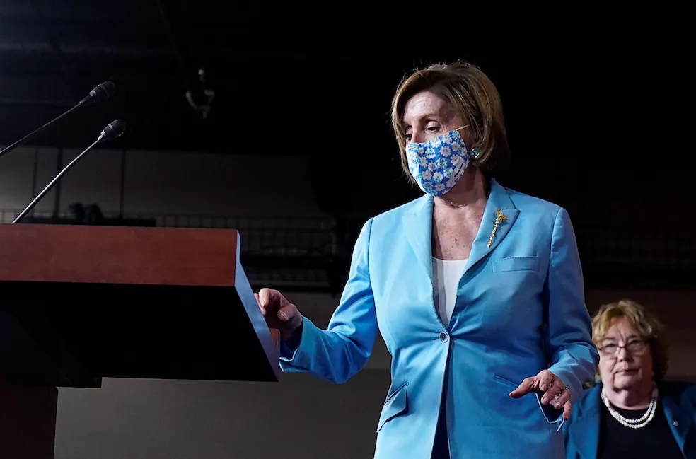 House Speaker Nancy Pelosi (D-Calif.) arrives to speak at a news conference on Capitol Hill in Washington, May 19, 2021. (Joshua Roberts/Reuters)