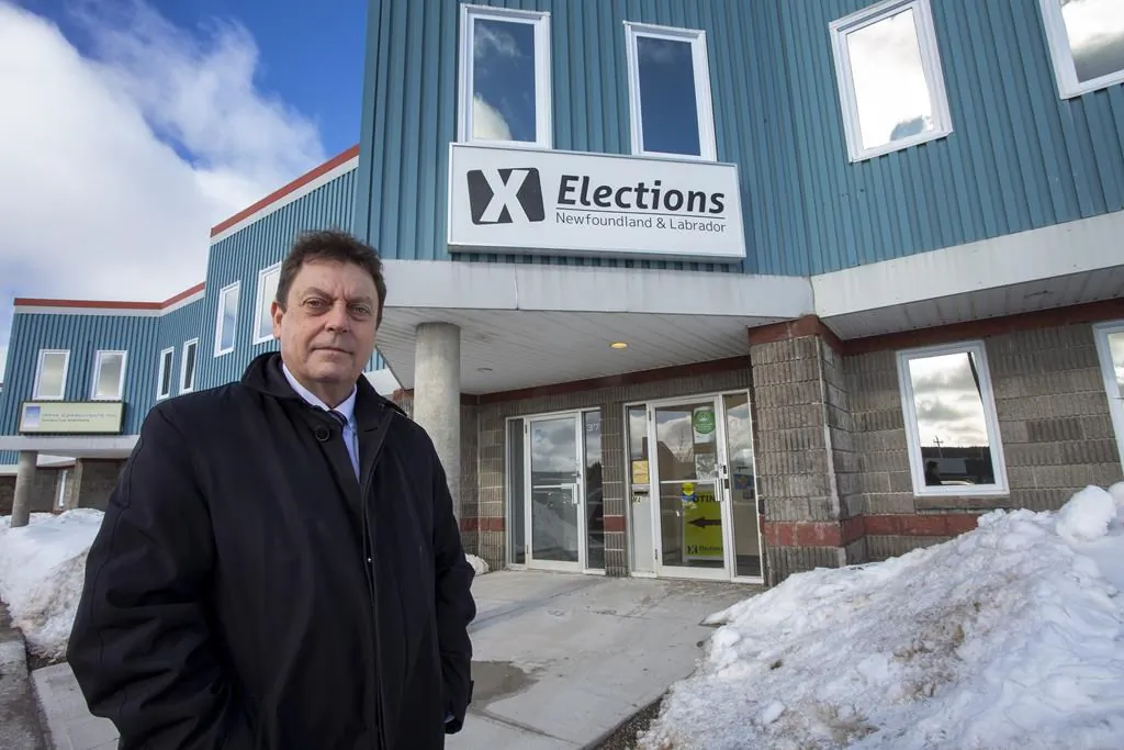 Newfoundland and Labrador Chief Electoral Officer Bruce Chaulk is shown outside of his office in St. John's, on February 18, 2021. (Paul Daly/The Canadian Press)