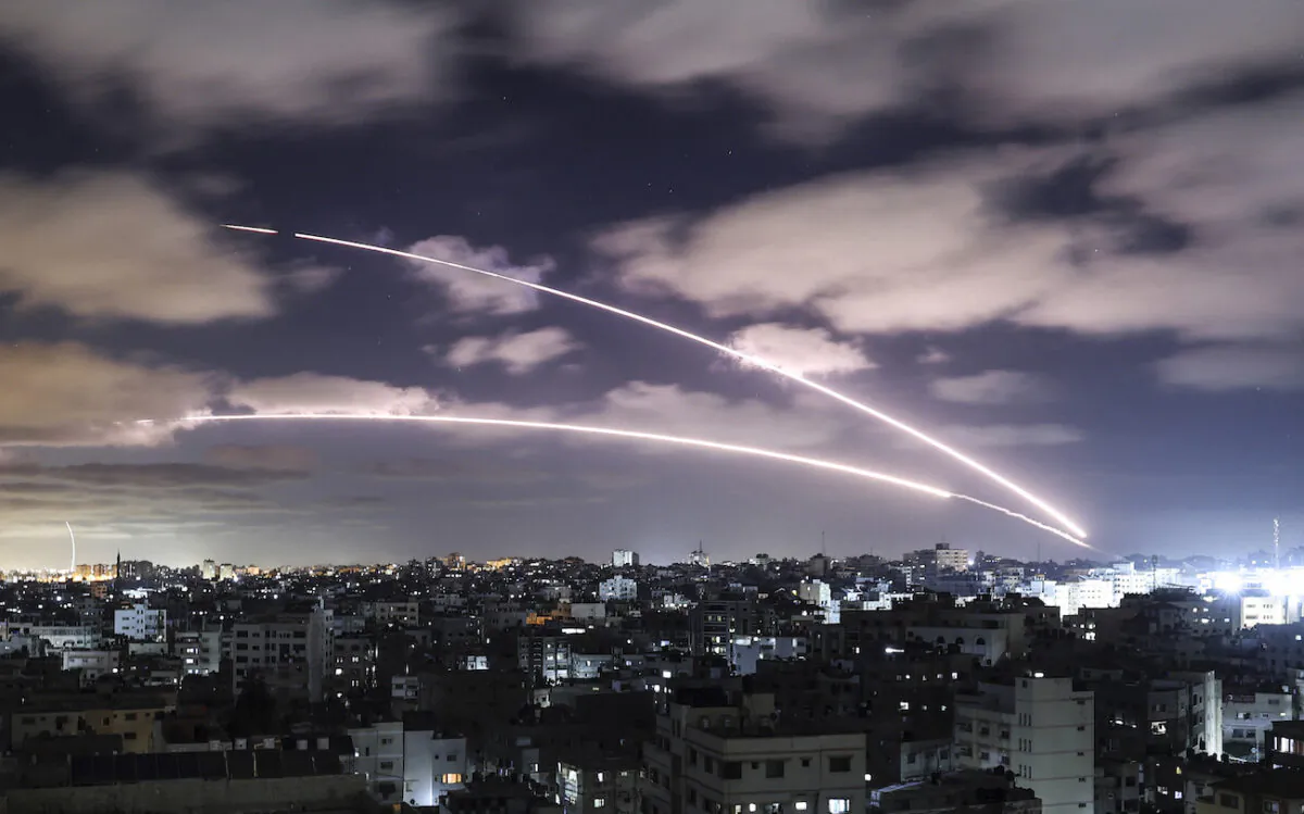 Rockets are launched towards Israel from Gaza City, controlled by the Hamas terrorists, on May 18, 2021. (Mahmud Hams/AFP via Getty Images)