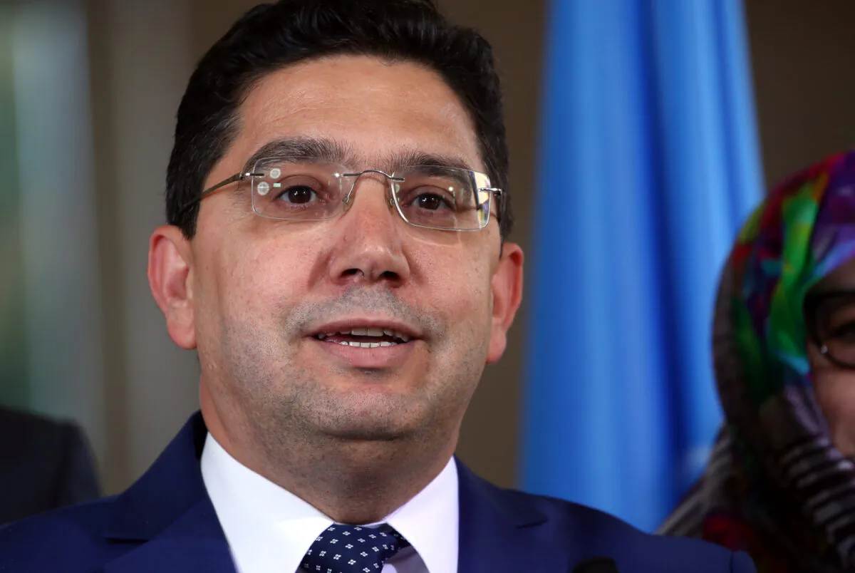 Moroccan Foreign Minister Nasser Bourita attends a news conference after a roundtable on Western Sahara at the United Nations in Geneva, Switzerland, on March 22, 2019.  (Denis Balibouse/Reuters)