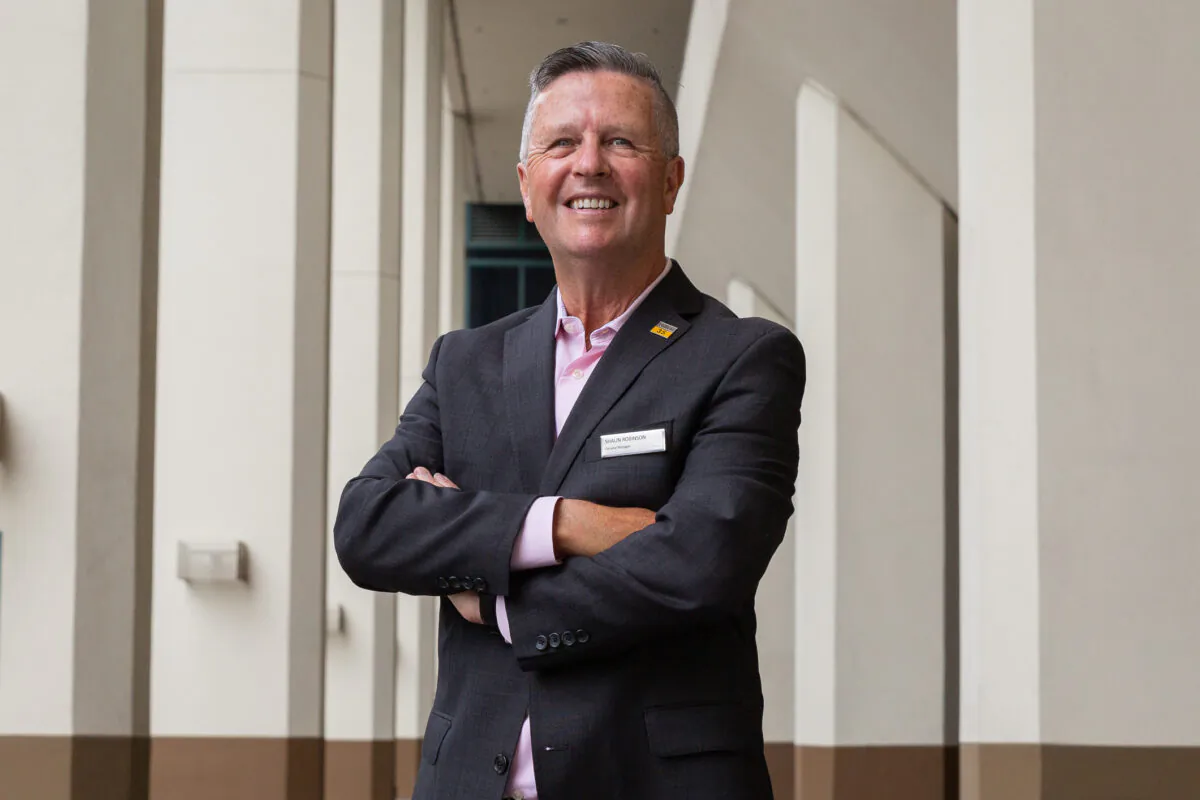 Anaheim Hilton Hotel general manager Shaun Robinson in Anaheim, Calif., on May 19, 2021. (John Fredricks/The Epoch Times)