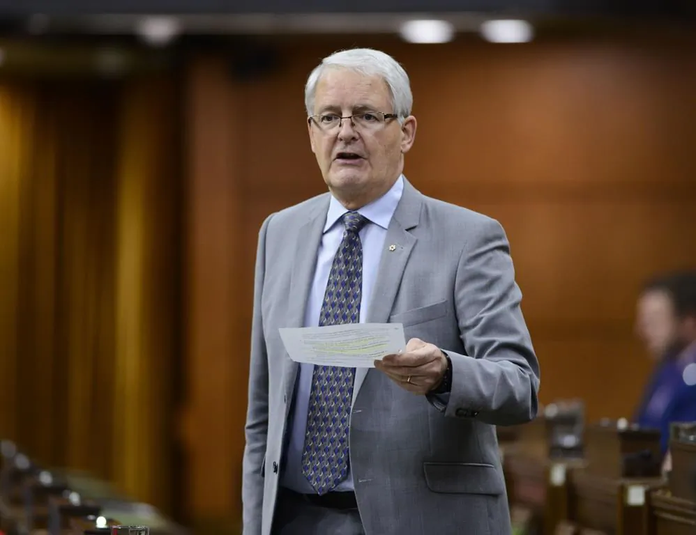 Transport Minister Marc Garneau stands during question period in the House of Commons on Parliament Hill amid the COVID-19 pandemic in Ottawa, on May 25, 2020. (The Canadian Press/Sean Kilpatrick)