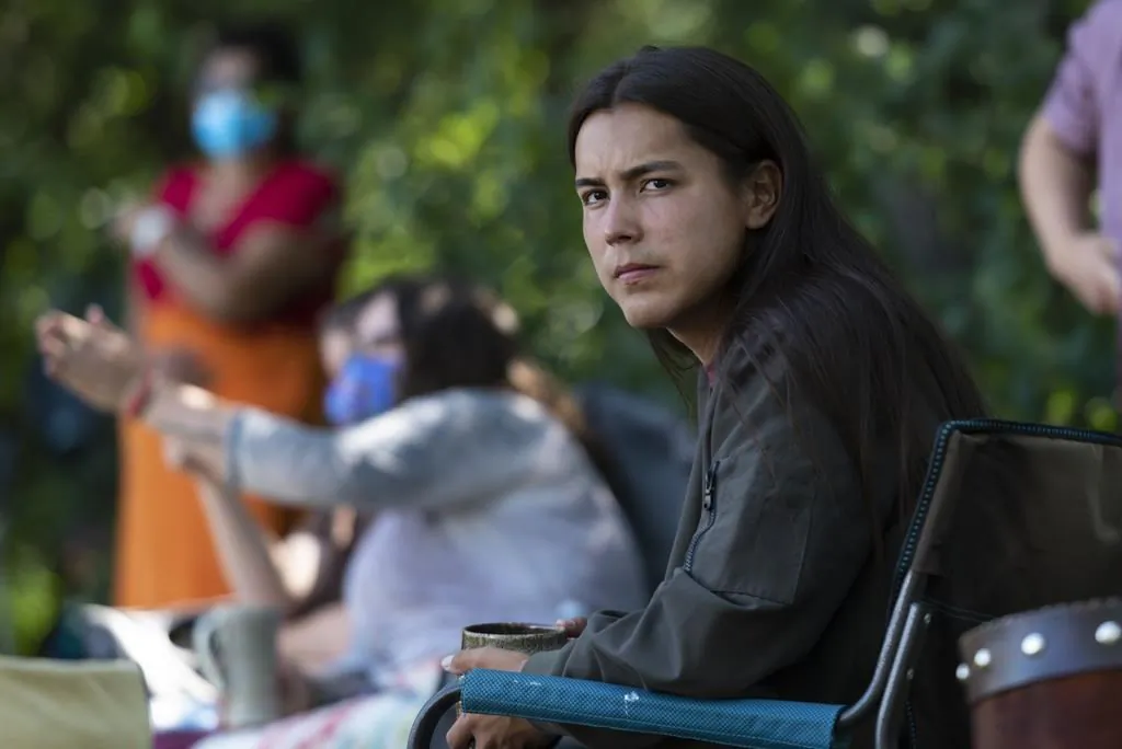 Tristen Durocher waits for a press conference to begin in Regina, on Aug. 11, 2020. (The Canadian Press/Michael Bell)