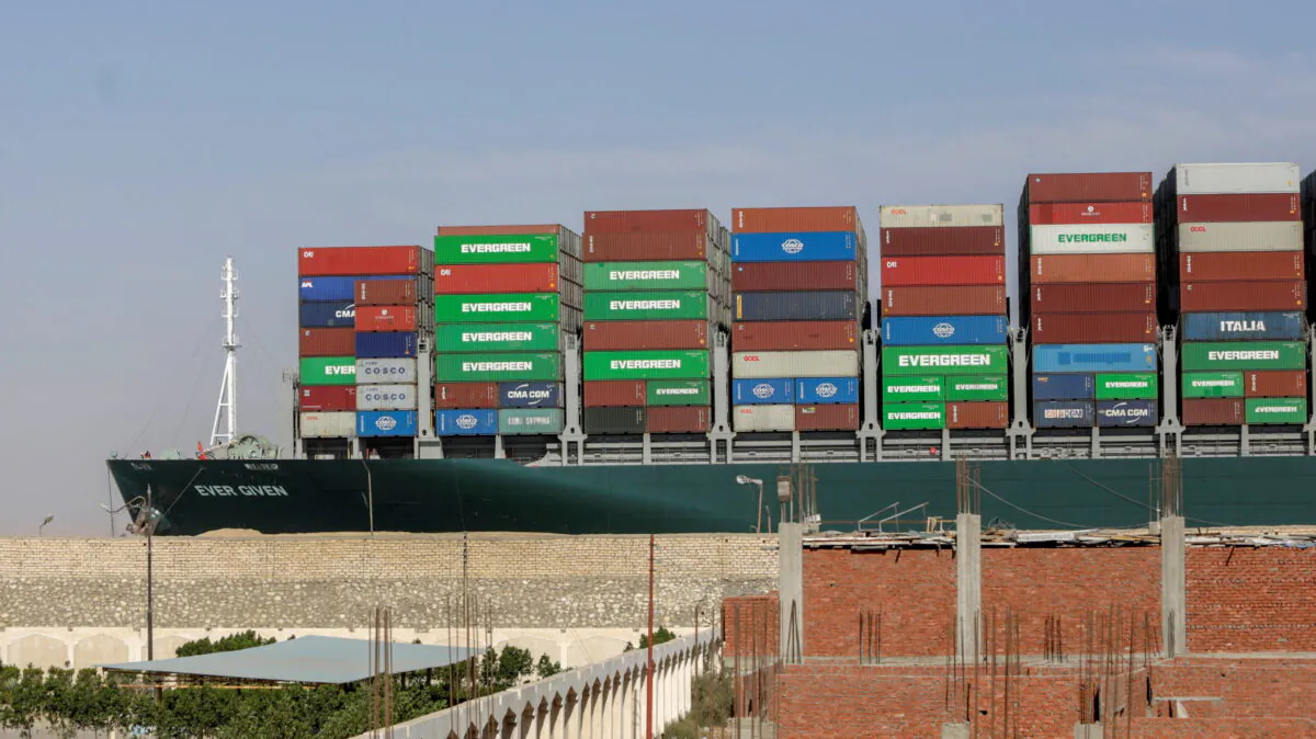 Ship Ever Given, one of the world's largest container ships, is seen after it was fully floated in Suez Canal, Egypt, on March 29, 2021. (Mohamed Abd El Ghany/Reuters)
