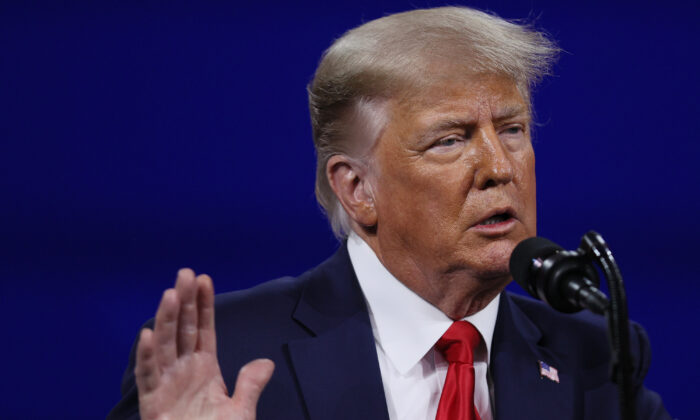 Former President Donald Trump addresses the Conservative Political Action Conference held in the Hyatt Regency in Orlando, Fla., on Feb. 28, 2021. (Joe Raedle/Getty Images)