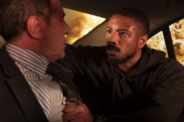 two men in a burning car in WIthout Remorse