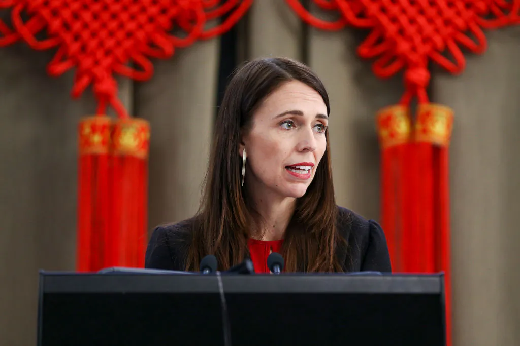 NZ Prime Minister Jacinda Ardern speaks at a Chinese New Year celebration in Parliament in Wellington, New Zealand on February 19, 2020 (Hagen Hopkins/Getty Images)