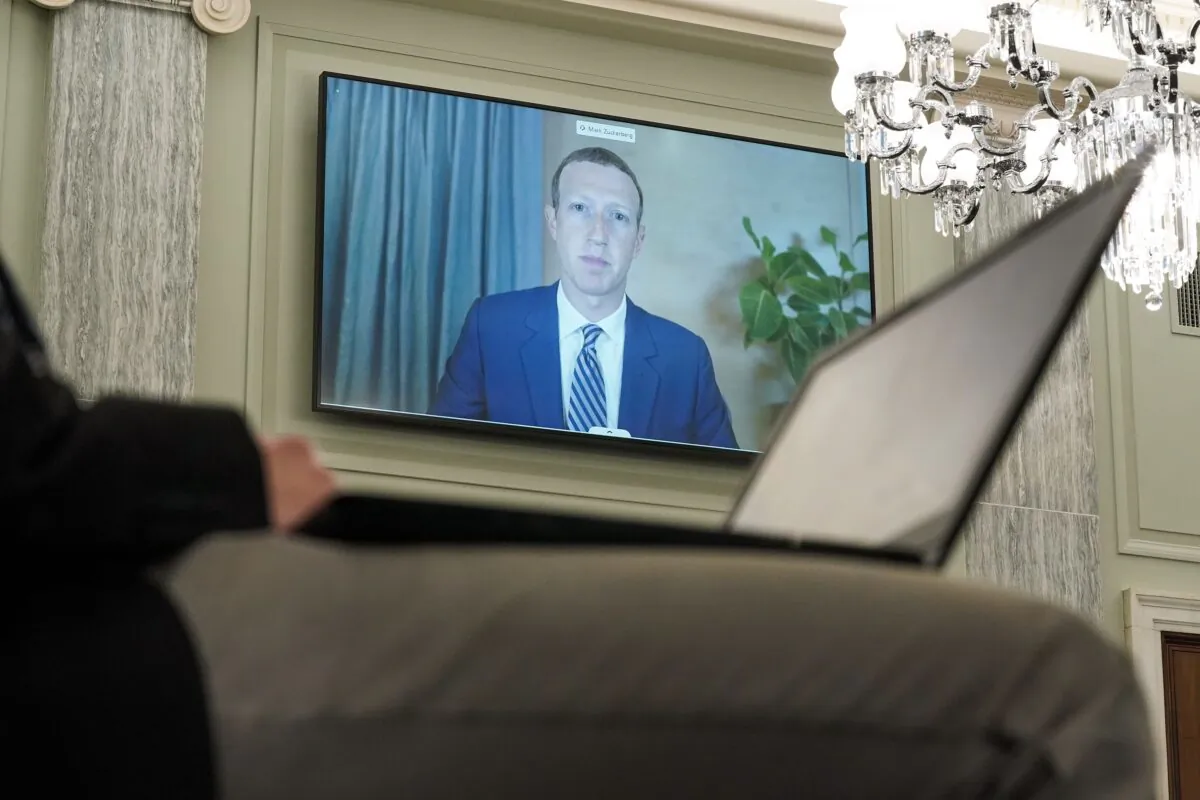 Facebook CEO Mark Zuckerberg testifies remotely during a hearing in Washington, on Oct. 28, 2020. (Greg Nash/POOL/AFP via Getty Images)