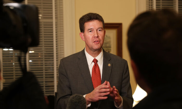 John  Merrill, Secretary of State of Alabama, speaks to the media in the Capitol building about the possible recount to determine the winner between Republican Senatorial candidate Roy Moore and his Democratic opponent Doug Jones in Montgomery, Ala., on Dec. 12, 2017. (Joe Raedle/Getty Images)