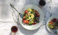 Cretan Summer Salad With Fresh Cheese and Traditional Rusks