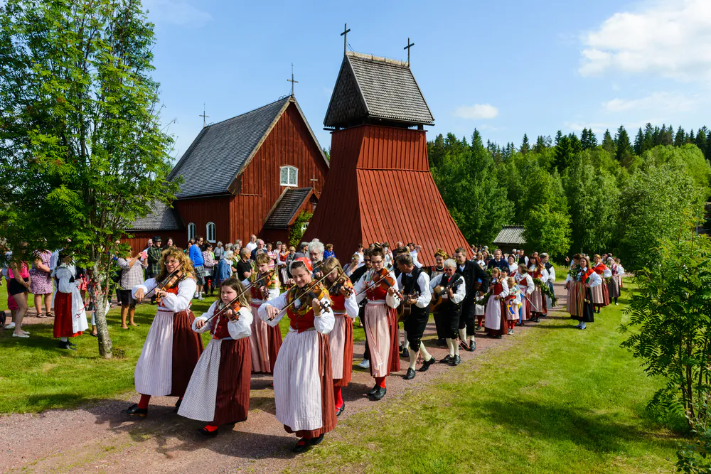 Celebrating midsummer in Evertsberg, Sweden, on June 21, 2013. (Kedardome/ Shutterstock)
