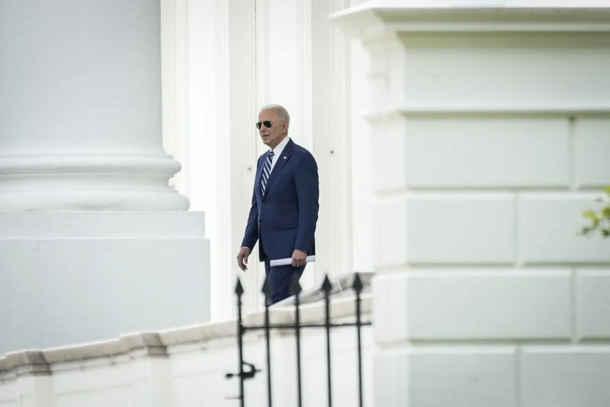 President Joe Biden departs the White House via the North Portico, in Washington on May 28, 2021. (Drew Angerer/Getty Images)