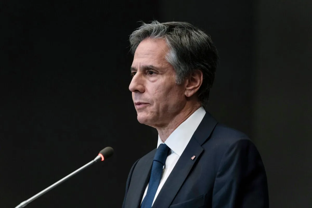 Secretary of State Antony Blinken departs after gives a press conference in the Jordanian capital Amman, on May 26, 2021. (Alex Brandon/AFP via Getty Images)