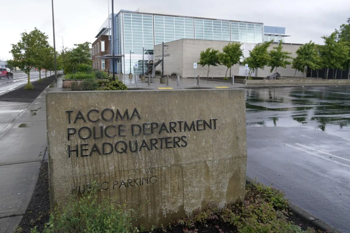 The headquarters for the Tacoma Police Department is shown in Tacoma, Wash., on May 27, 2021. (Ted S. Warren/AP Photo)