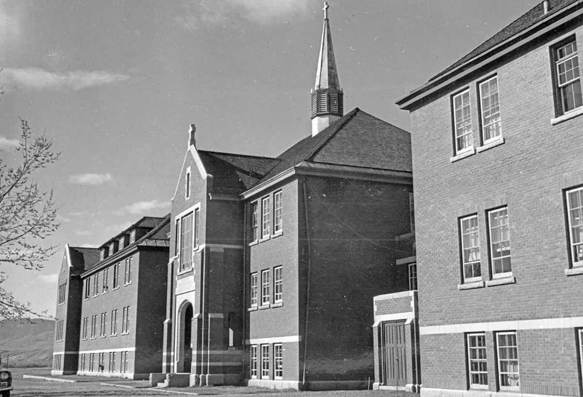 The main administrative building at the Kamloops Indian Residential School is seen in Kamloops, B.C., circa 1970. (Library and Archives Canada/Handout via Reuters)
