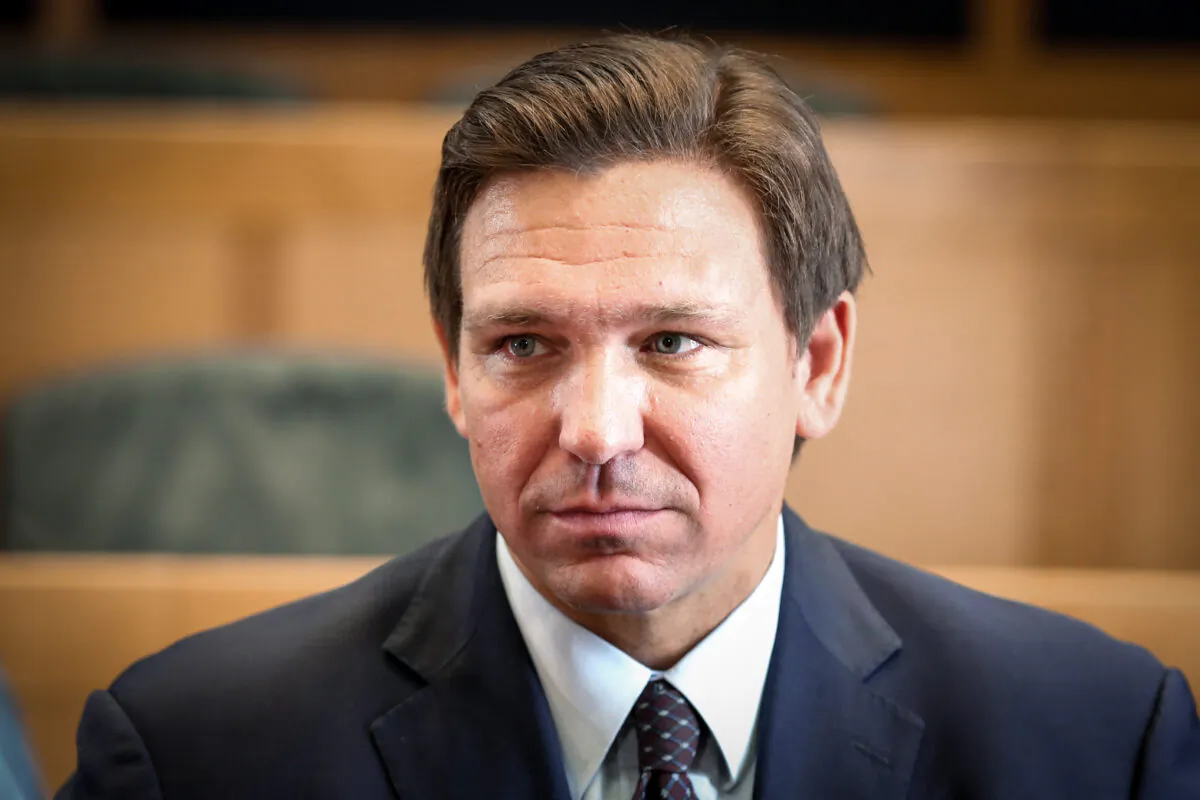 Florida Gov. Ron DeSantis during an interview with The Epoch Times at Florida International University in Miami on May 24, 2021.(Samira Bouaou/The Epoch Times)