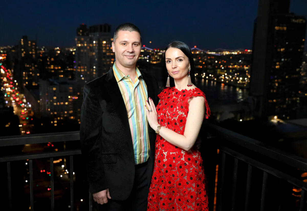 Dorian and Alexandrina Filip, the couple behind DSF Antique Jewelry, at their apartment in New York City. (Samira Bouaou)