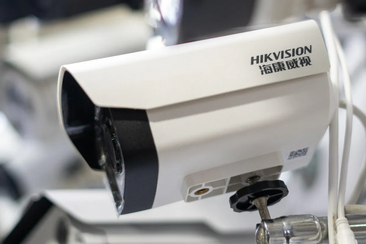 A Hikvision camera is presented at an electronic mall for selling in Beijing on May 24, 2019. (Fred Dufour/AFP via Getty Images)