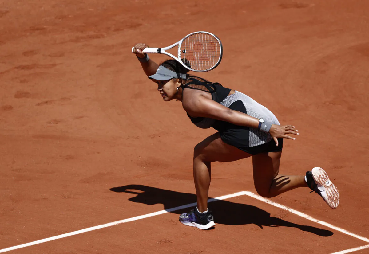 Japan's Naomi Osaka in action during her first round match against Romania's Patricia Maria Tig, in the French Open at Roland Garros, in Paris on May 30, 2021. (Christian Hartmann/Reuters)