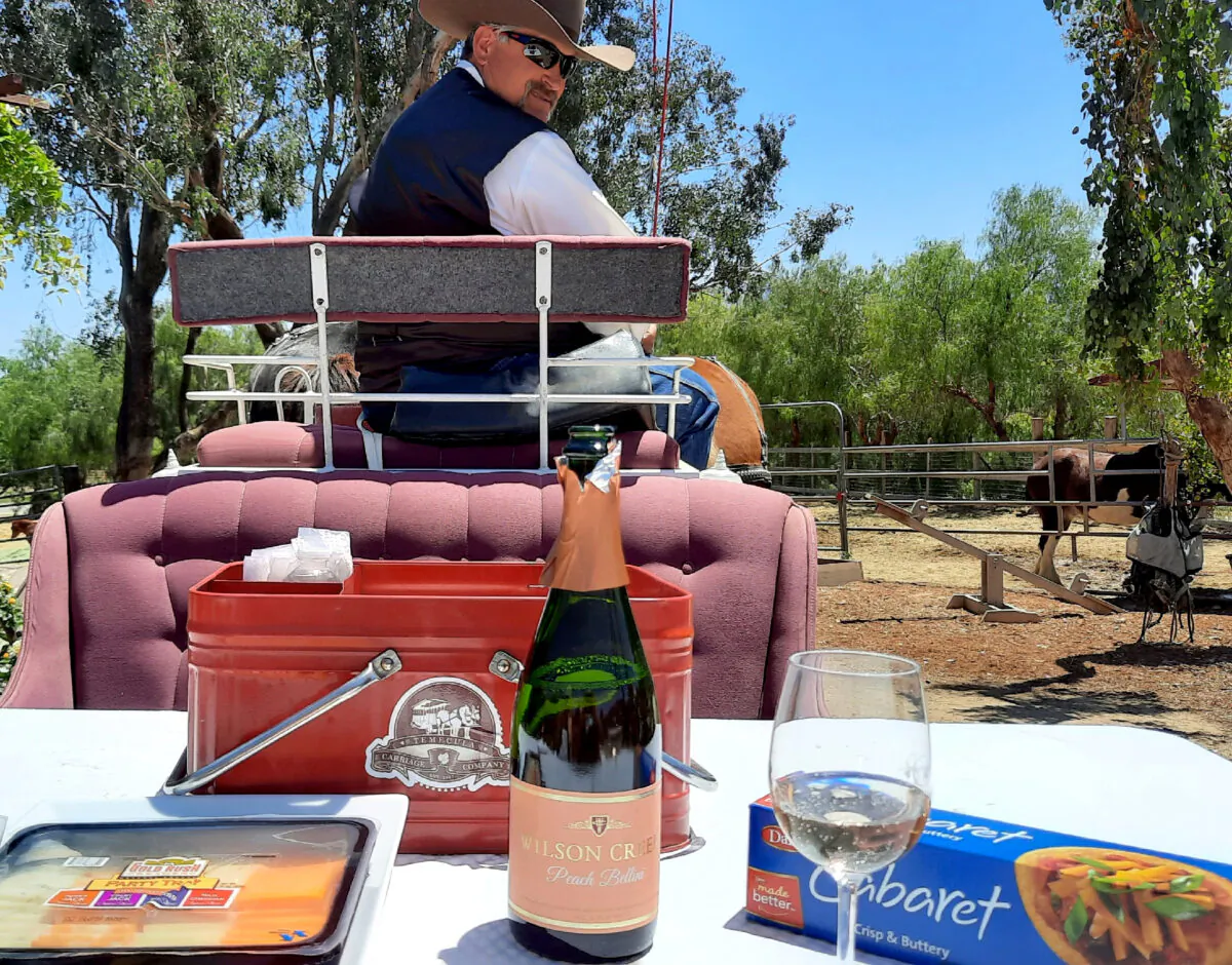 Mark Matson, co-owner of the Temecula Carriage Co. in Temecula, Calif., leads a horse-drawn wine tour. (Courtesy of Jim Farber)