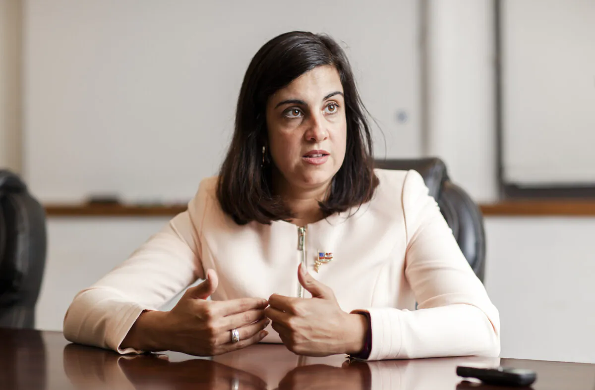 Then Republican mayoral candidate and current congressional Rep. Nicole Malliotakis (R-N.Y.), in New York City, on July 27, 2017. (Samira Bouaou/The Epoch Times)