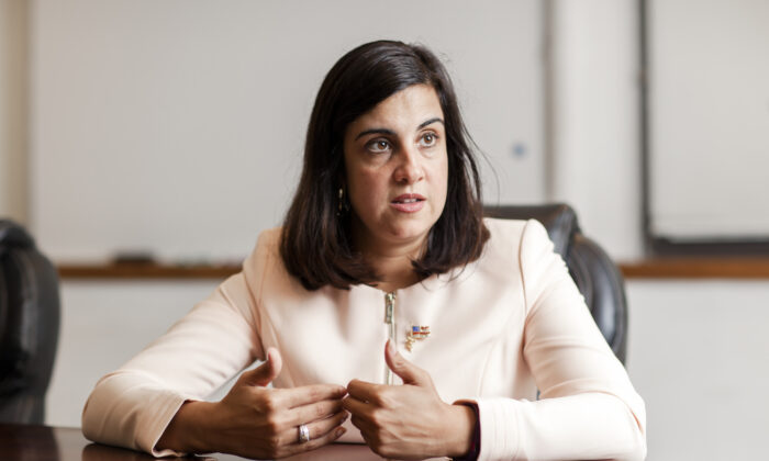 Then Republican mayoral candidate and current congressional Rep. Nicole Malliotakis (R-N.Y.), in New York City, on July 27, 2017. (Samira Bouaou/The Epoch Times)