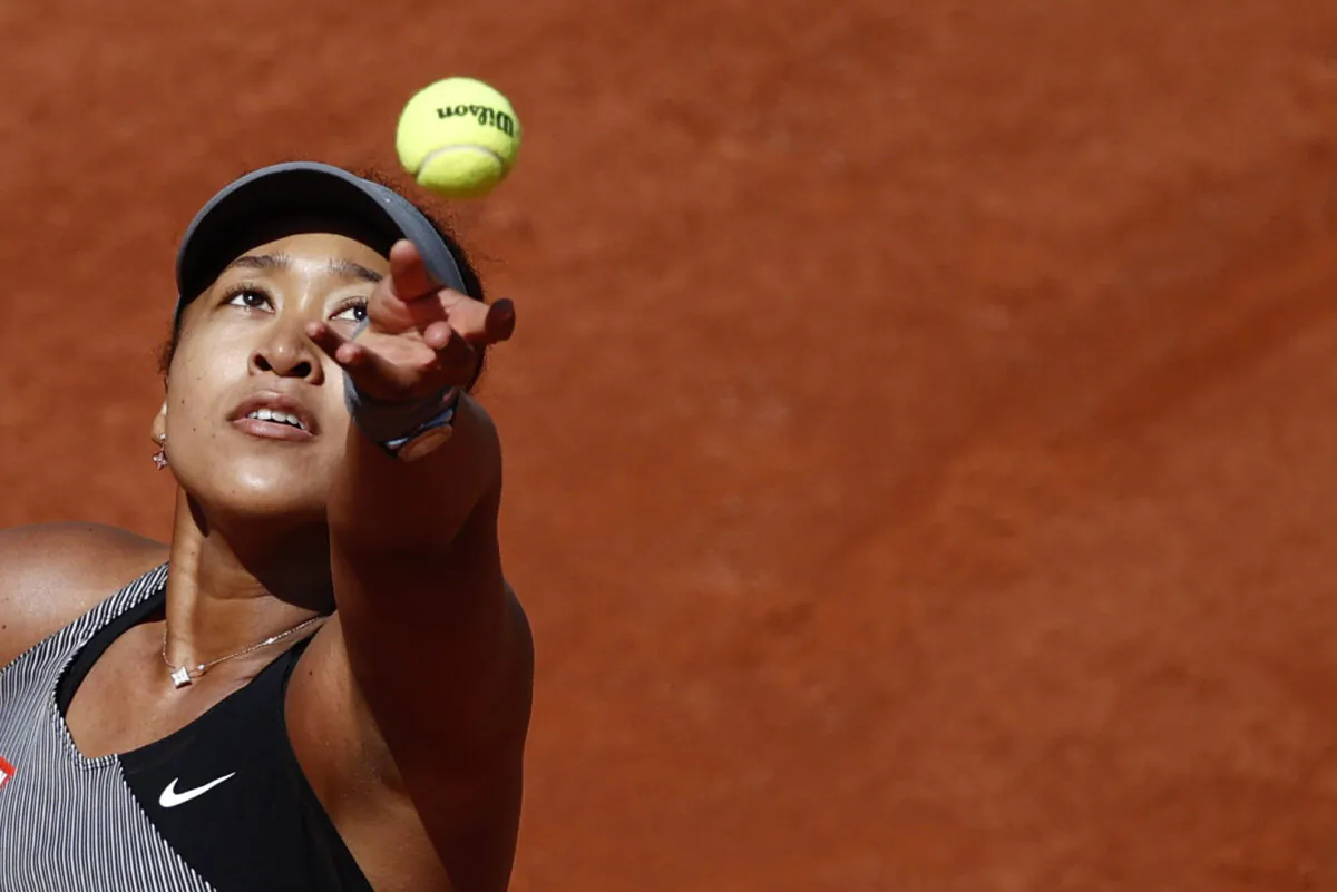 Japan's Naomi Osaka in action during her first round match against Romania's Patricia Maria Tig, French Open, Paris, France, on May 30, 2021. (Christian Hartmann/REUTERS)