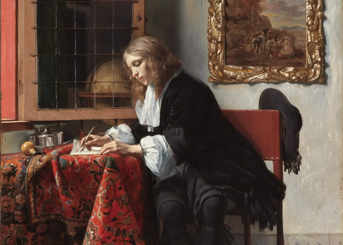 Classical poetry is not just written by those long dead. A detail from Gabriel Metsue’s 1665 painting “Man Writing a Letter,” 1665. National Gallery of Ireland. (Public Domain)