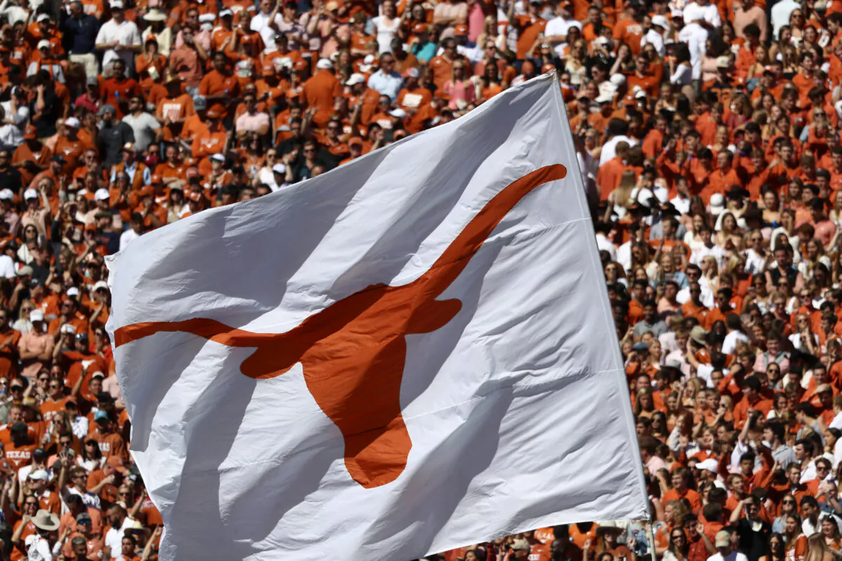 A Texas Longhorns flag during the 2019 AT&T Red River Showdown at Cotton Bowl in Dallas, Texas, on Oct. 12, 2019. (Ronald Martinez/Getty Images)