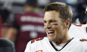 NFL great Tom Brady touches down in Birmingham and meets some of the locals  in a pub before match