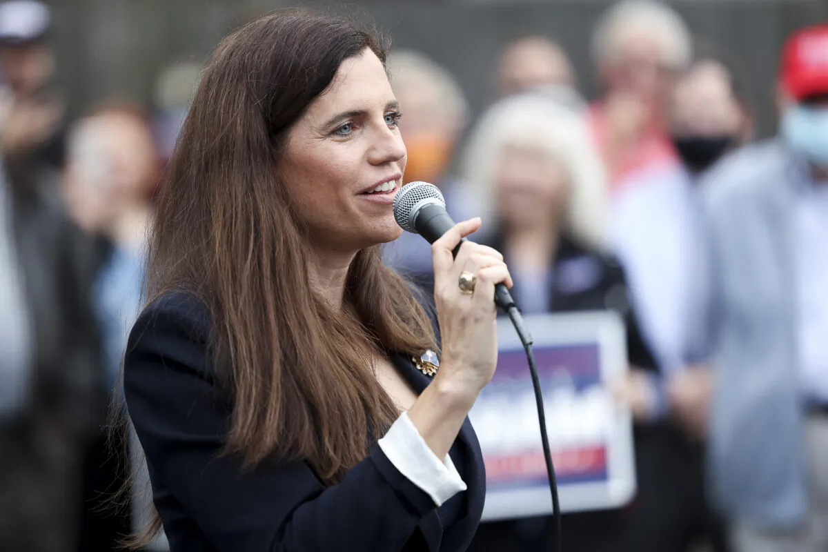 Then-congressional candidate Nancy Mace speaks to a crowd in Charleston, S.C., on Oct. 31, 2020. (Michael Ciaglo/Getty Images)