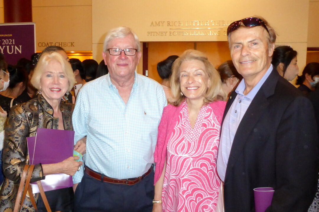 (L-R) Candice and Renny Way, and Christina and Richard Birrer, enjoyed Shen Yun at the Palace Theatre in Stamford, Connecticut, on June 27, 2021. (Catherine Yang/The Epoch Times)