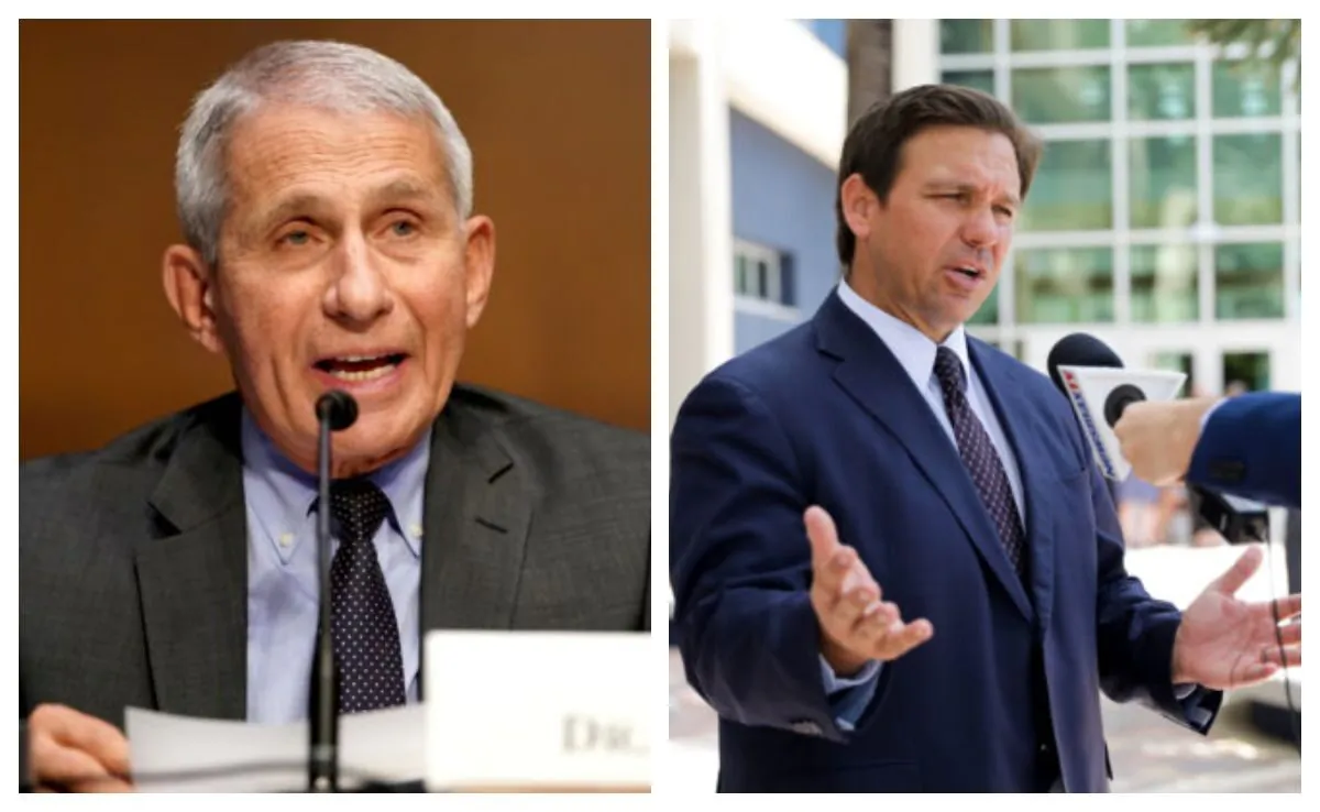 Dr. Anthony Fauci (L) and Florida Gov. Ron DeSantis (R). (Greg Nash/Pool via Reuters; Samira Bouaou/The Epoch Times)