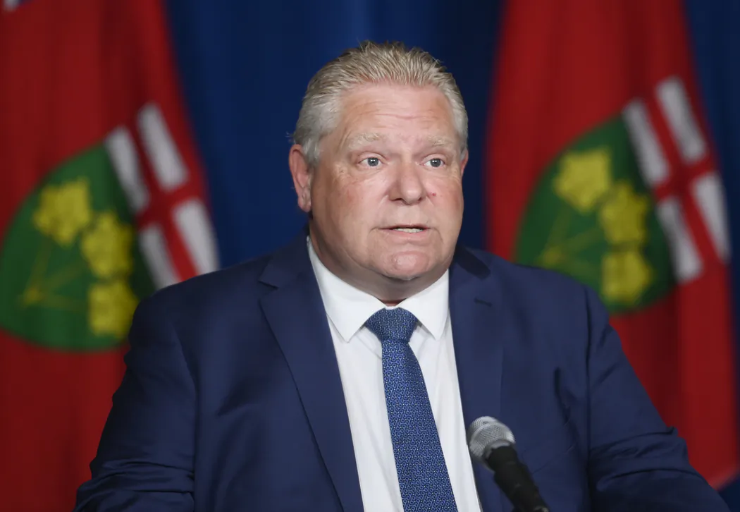 Ontario Premier Doug Ford announces that schools will not resume in-class learning until September, during a press conference at Queen's Park in Toronto on June 2, 2021. (The Canadian Press/Nathan Denette)