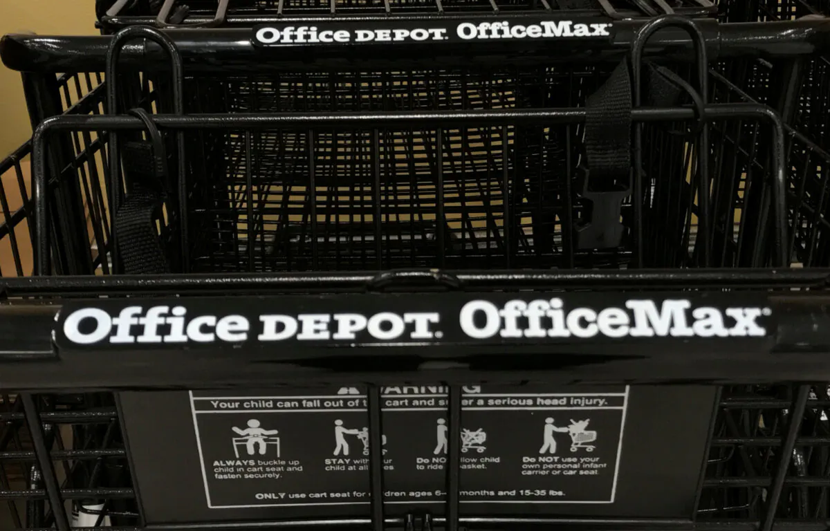 Shopping carts are shown at an Office Depot Inc store in Encinitas, Calif., on May 8, 2017. (Mike Blake/Reuters)
