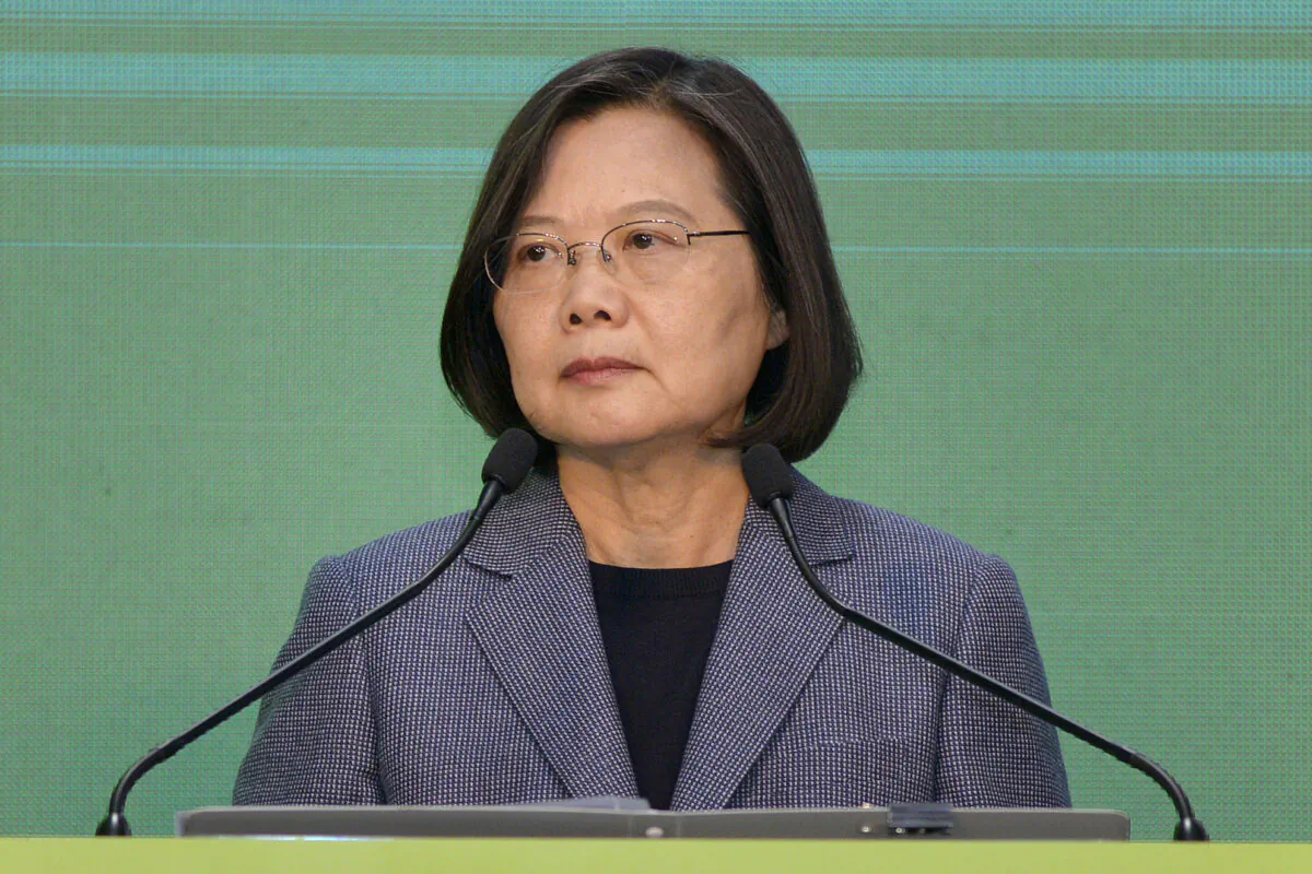 Taiwan's President Tsai Ing-wen attends a press conference in Taipei where she declared victory in the general election in Taipei, Taiwan, on Jan. 11, 2020. (Chris Stowers/AFP via Getty Images)