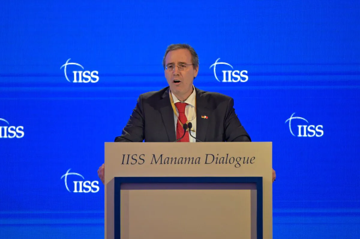 German Federal Foreign Office State Secretary Miguel Berger addresses the Manama Dialogue security conference in the Bahraini capital, on Dec. 5, 2020. (Mazen Mahdi/AFP via Getty Images)