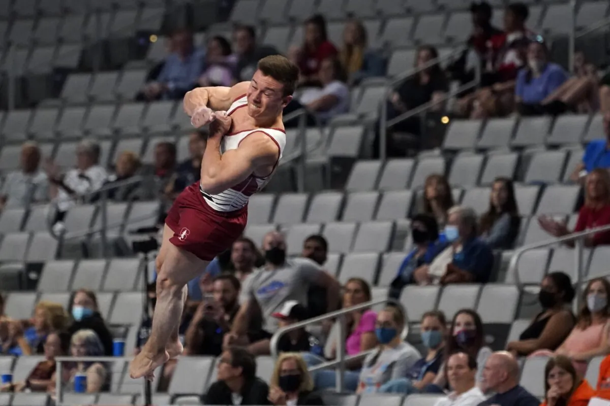 Brody Malone competes in the vault during the U.S. Gymnastics Championships, in Fort Worth, Texas, on June 5, 2021. (Tony Gutierrez/AP Photo)