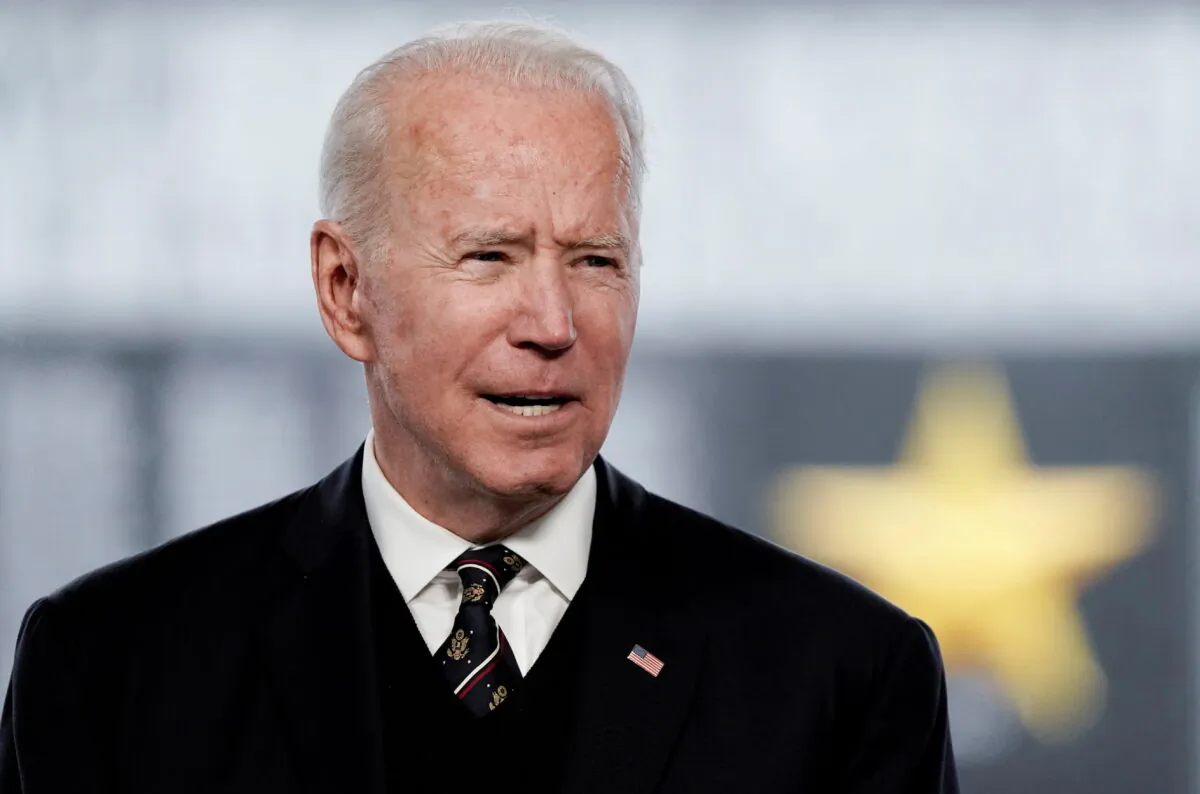 President Joe Biden delivers remarks at an annual Memorial Day Service at Veterans Memorial Park, Delaware Memorial Bridge, New Castle, Del., on May 30, 2021. (Ken Cedeno/Reuters)