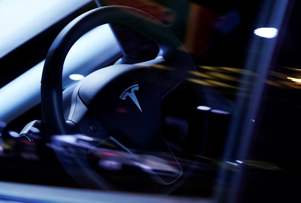 A Tesla Model S steering wheel is on display at the Canadian International AutoShow in Toronto, Ontario, Canada, on Feb. 13, 2019. (Mark Blinch/Reuters)