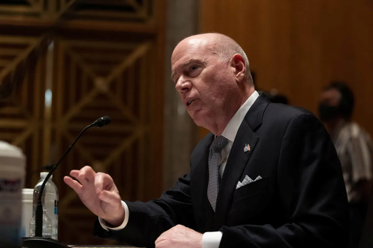 Joseph Blount, Colonial Pipeline's president and CEO, testifies during a Senate Homeland Security and Government Affairs Committee hearing on the Colonial Pipeline cyber attack, at the U.S. Capitol in Washington on June 8, 2021. (Graeme Jennings/Pool via Reuters)