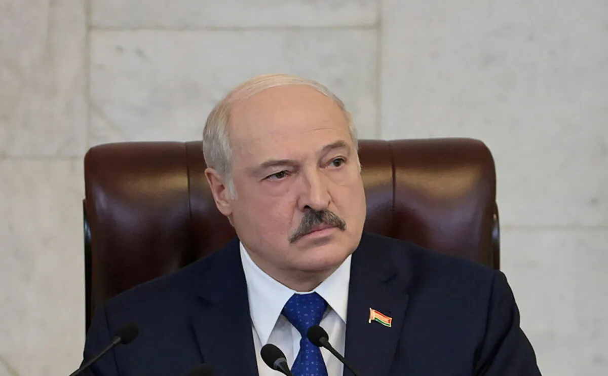 Belarusian President Alexander Lukashenko delivers a speech in Minsk, Belarus, on May 26, 2021. (Press Service of the President of the Republic of Belarus/Handout via Reuters)