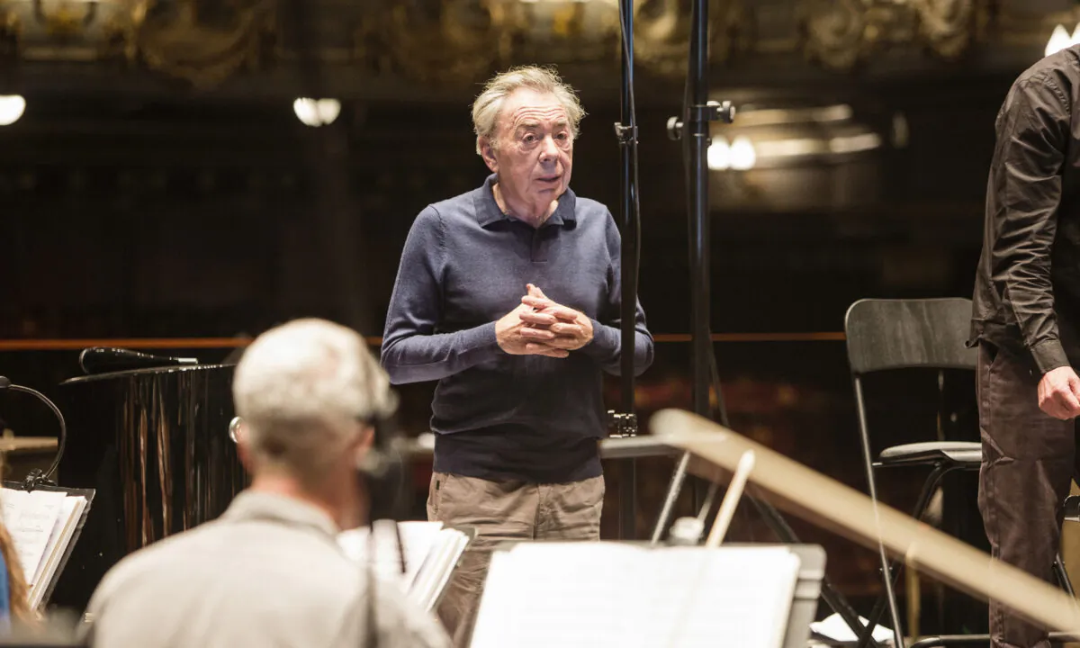 Undated photo showing Andrew Lloyd Webber during a recording session with an 80 piece orchestra at the Theatre Royal in London. (Alice Whitby/Universal Music Group via PA)
