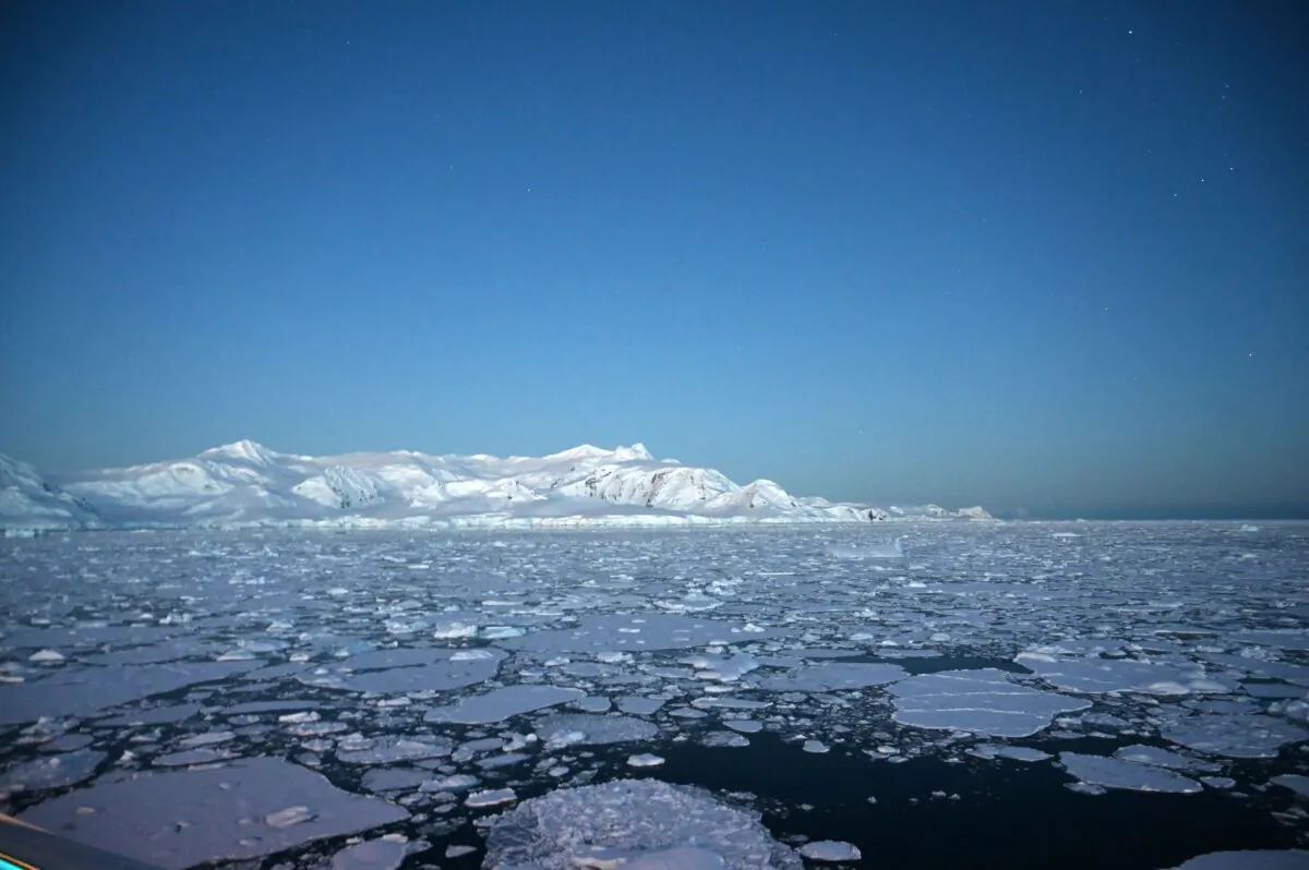 Night view of glaciers at Chiriguano bay in the South Shetland Islands, Antarctica, on Nov. 8, 2019. (Johan Ordonez/AFP via Getty Images)