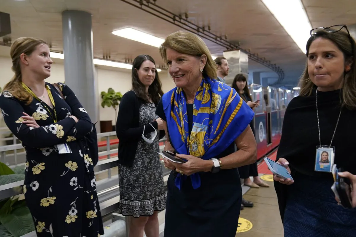 Sen. Shelley Moore Capito (R-W.Va.) in Washington on June 8, 2021. (Susan Walsh/AP Photo)