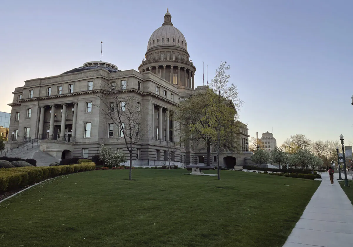The Idaho Statehouse as seen at sunrise in Boise, Idaho, on April 20, 2021. (Keith Ridler/AP Photo)