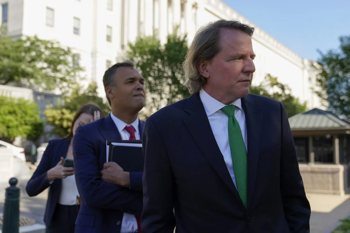 Former White House counsel Don McGahn departs after appearing for questioning behind closed doors by the House Judiciary Committee on Capitol Hill in Washington, D.C., on June 4, 2021. (Patrick Semansky/AP Photo)